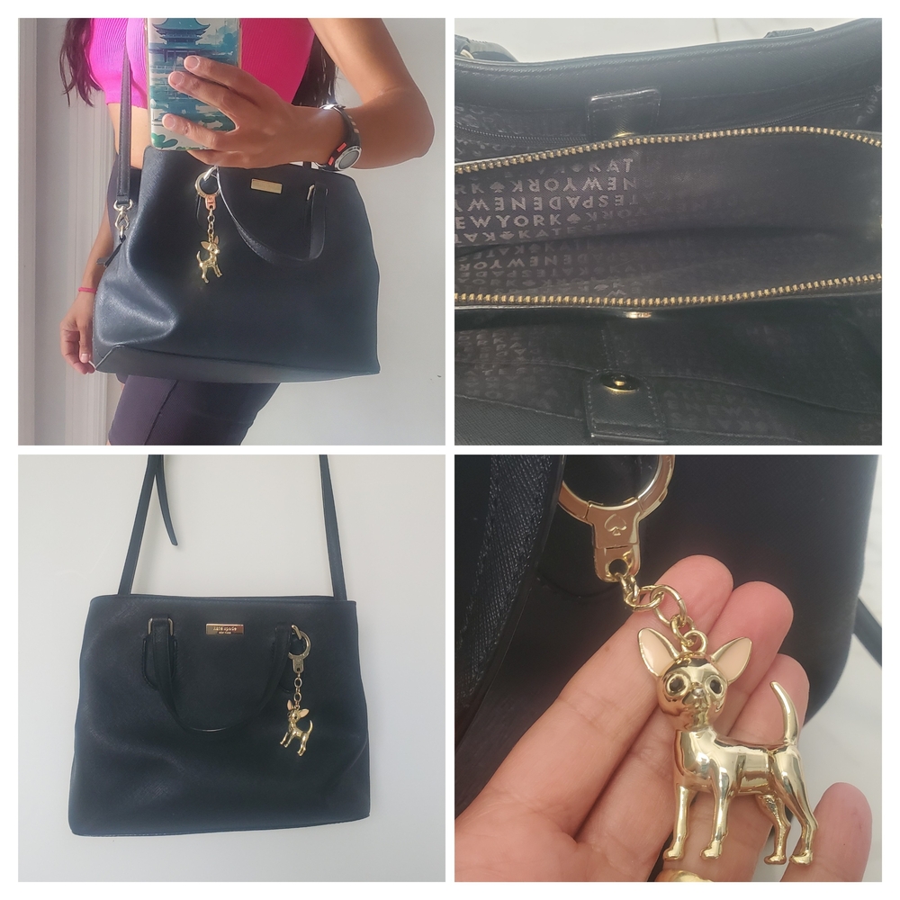 Kate Spade Black and Gold Structured Shoulder Bag